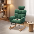 thumbnail image 2 of Lofka Rocking Chair, Accent Chair with Adjustable Headrest for Living Room Furniture, Retro Green Teddy Upholstered, 2 of 12