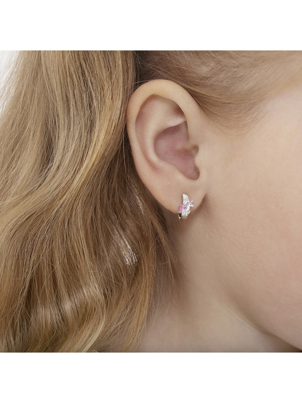 Magical Unicorn 9mm Toddler / Kids Earrings Hoop - Sterling Silver
