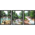 thumbnail image 2 of PixonSign Framed Canvas Print Wall Art Set - Summer Forest River Rapid Landscape Posters - Set of 3 Wilderness Nature Pop Art Prints Pastel Wall Décor for Living Room - 12"x16" Black, 2 of 5