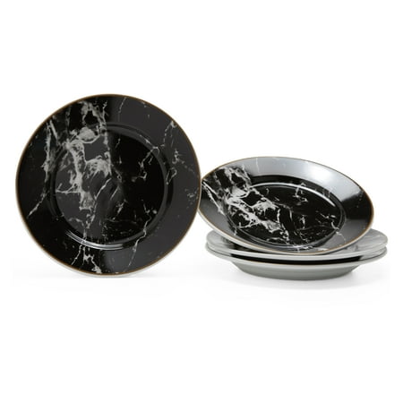 MoDRN Glam Mason 4 Piece Salad Plate Set, Black