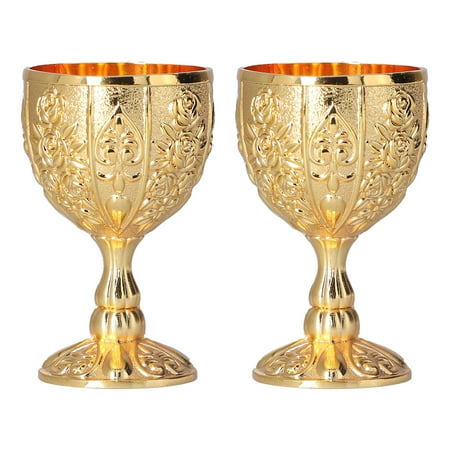 

2Pcs 30ML Vintage Goblet European High Grade Golden Retro Ornaments for Traveling Decoration Home Collection[Gold]