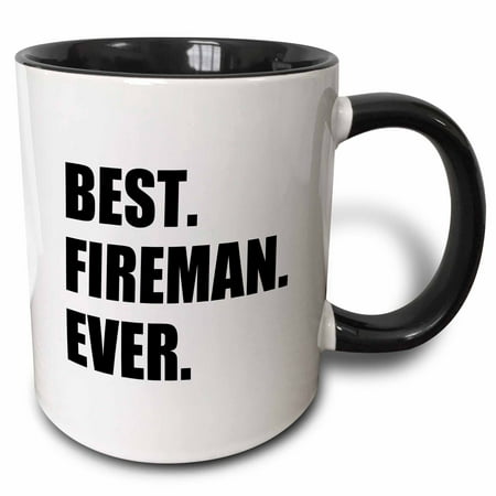 3dRose Best Fireman Ever- fun gift for firemen - fire man job appreciation, Two Tone Black Mug,