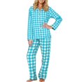 thumbnail image 3 of JAJAHO Unisex Pajamas Set For Women Men Matching Sleepwear Cozy Plaid Long Sleeve Button Up Lapel Shirt Loose Fit Pants Nightwear 2 Piece Outfits Trendy Home Clothes, 3 of 8
