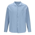 thumbnail image 2 of AherBiu Plus Size Mens Linen Shirts Long Sleeve Button down Lightweight Shirts Fall Solid Casual Beach Shirts, 2 of 4