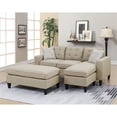 thumbnail image 2 of Poundex 3-Pcs Beige Polyfiber Linen-Like Fabric Sectional Set, 2 of 8