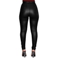 thumbnail image 4 of Sedceaty Women’s Bow PU Leather Pants Pencil Skinny Leggings High Waist Fashion Pure Color Trousers, 4 of 6