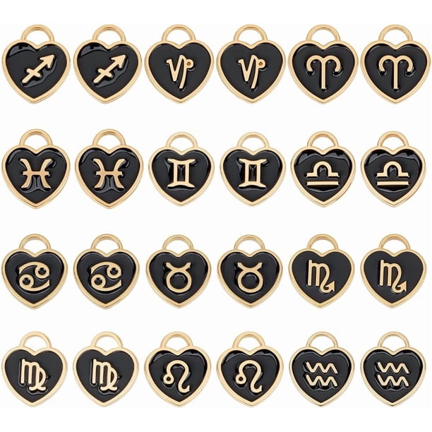 96 colgantes de esmalte con forma de constelación de corazón y signo del zodiaco, de doble cara, con diseño de astrología y horóscopo.