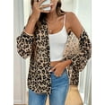 thumbnail image 6 of Women'S Leopard Print Button Down Blouse Cheetah Long Sleeve Lapel Collar V Neck Shirt Tops Leopard Print XL, 6 of 9