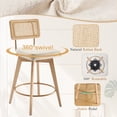 thumbnail image 3 of ONEVOG 26.2" Swivel Counter Stools Set of 2, Linen Upholstered with Breathable Cane Back, Farmhouse Counter Height Chairs for Kitchen Island,Beige, 3 of 9