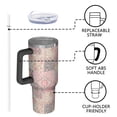 thumbnail image 4 of 40oz Pioneer Flower Floral Print Pattern Insulated Tumbler with Handle, BPA-Free Leak Proof Lid and Straws, Double Wall Vacuum, Hot 12h/Cold 34h, 4 of 6