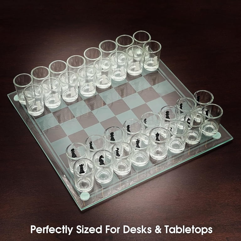 sale! Beer Chess パーティー Goods チェス CHH Drinking Shot Glass Chess Set, 10 inch, with Painted Chess