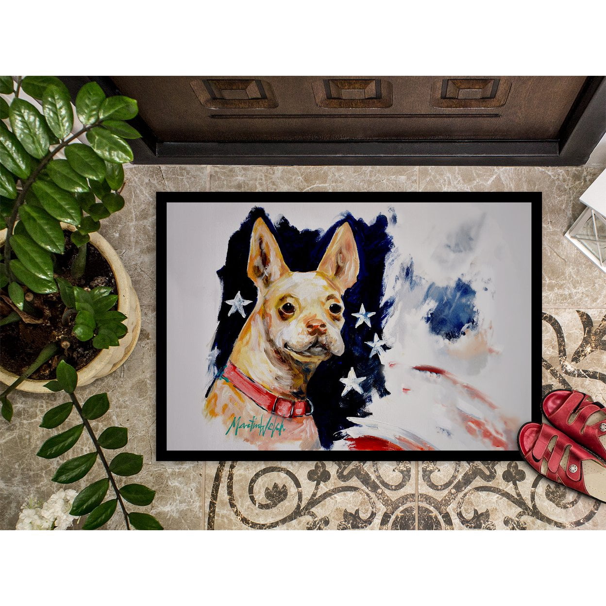 Chevy Boston Terrier Doormat 27 in x 18 in