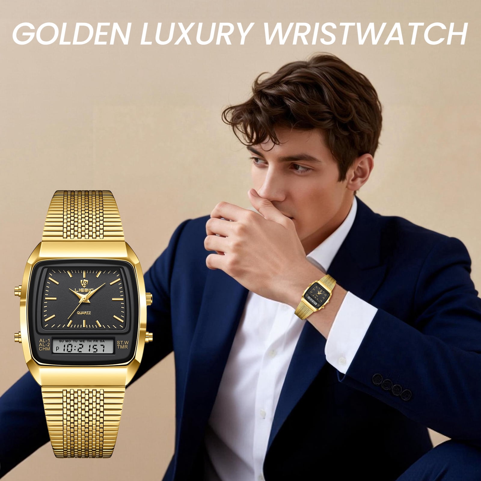 SKMEI Watch for Men Retro Analog Digital Watches Square Dual Display Men's Watches Luxury Stylish Casual Wristwatches