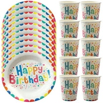FELTECHELECTR 10 Cups Decorative Paper Plates and Cups Multi-Color Charming Birthday Party Supplies