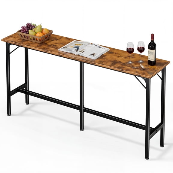 EDX 71 Inch Bar Table, Bar Height Pub Table, Counter Height Bar Table, Rectangular High Top Coffee&Dining Table, for household, Rust