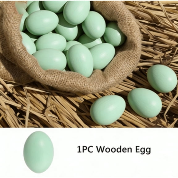 Unfinished Smooth Wooden Eggs, Solid Wood Fake Eggs for Easter Decorations, DIY Craft Projects, Painting, Kitchen & Farm-Themed Party Supplies (1 PC, Green)