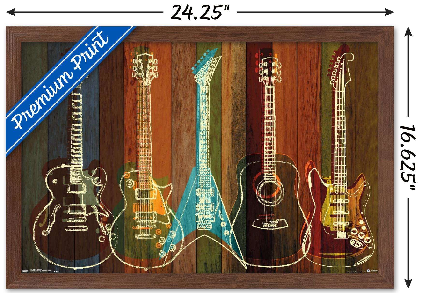 Guitars Wall Art Wall Poster, 14.725" x 22.375", Framed