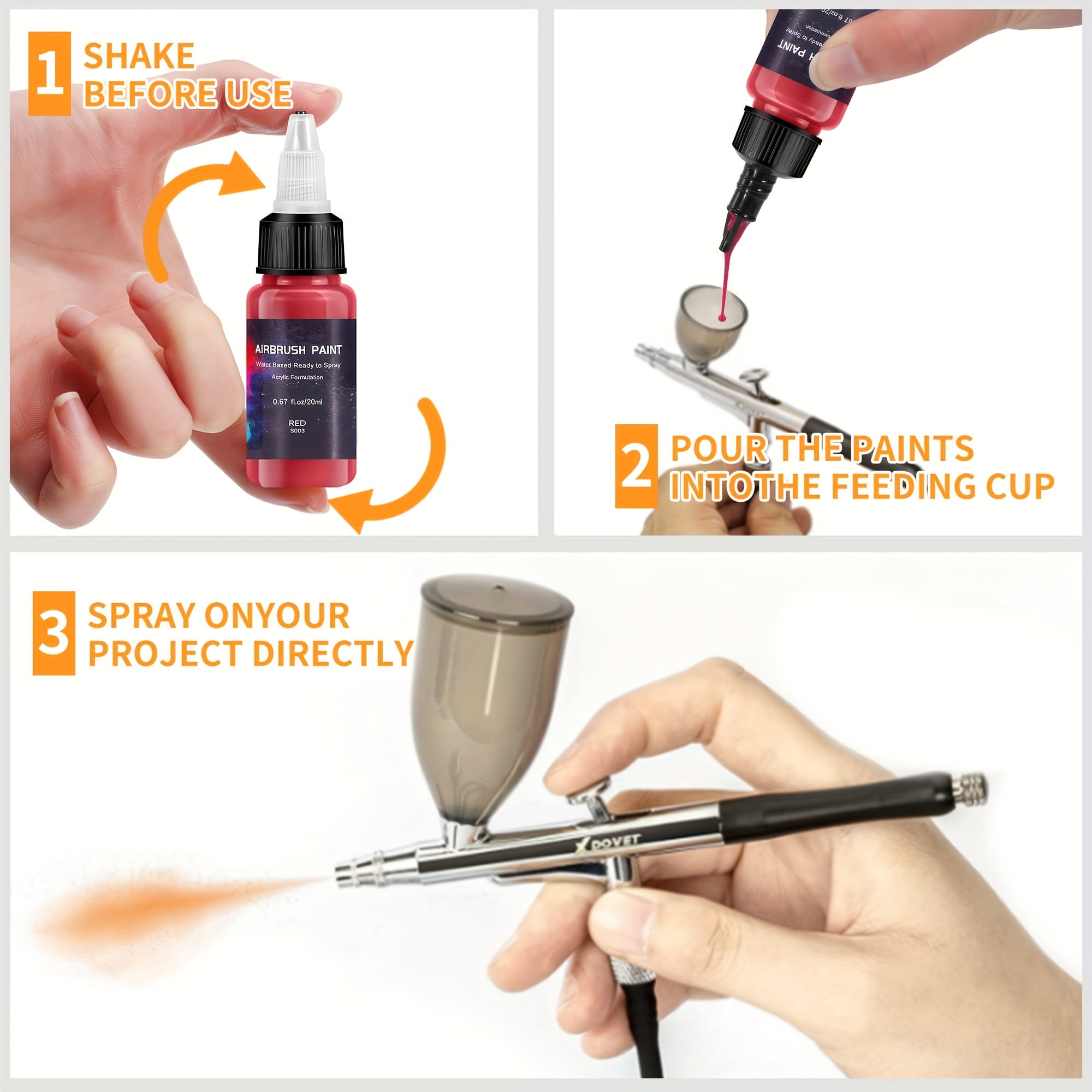 Airbrush Paint，EKOHERR 12-Color Acrylic Airbrush Paint Set