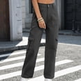 thumbnail image 5 of Miqool Women's Cargo Jeans High Waisted Baggy Straight Leg Stretch Work Denim Pants with Multiple Pockets, 5 of 6