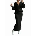 thumbnail image 2 of Female Sweater Dress Knit Two Piece Maxi Skirt Sets Black L, 2 of 8