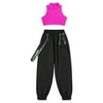 thumbnail image 3 of vastwit Kids Girls Hip Hop Dance Outfit Crop Tank Top with Chain Pocket Pants Jogger Athletic Sports Hot Pink 6, 3 of 7