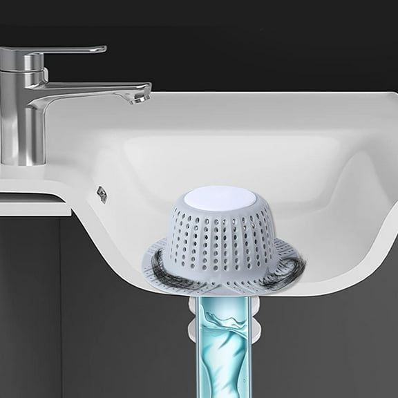 Drain Cover Hair Catcher Bathtub Sink Filter 4.7x2 Inch Non-Slip Press Type Easy Clean Bathroom Clog Preventer(Gray)