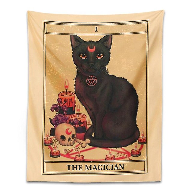 Tapiz de gato mágico colgante de pared adivinación misteriosa brujería Luna negro decoración fresca decoración del hogar tapices Arte de la pared Decoración