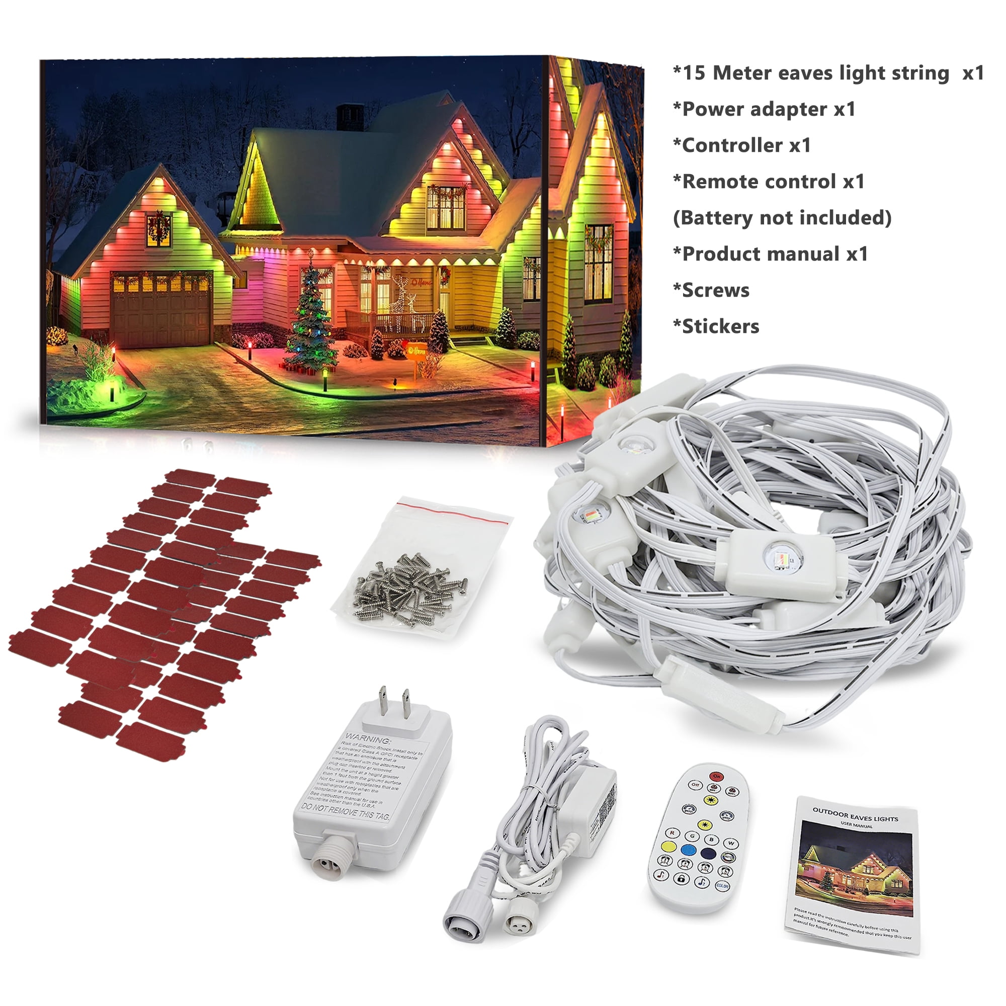 Permanent Outdoor Lights, 50ft 30LEDs Smart RGB Eaves Lights with App Control, IP67 Waterproof for Christams, Patry, Outdoor Decorations