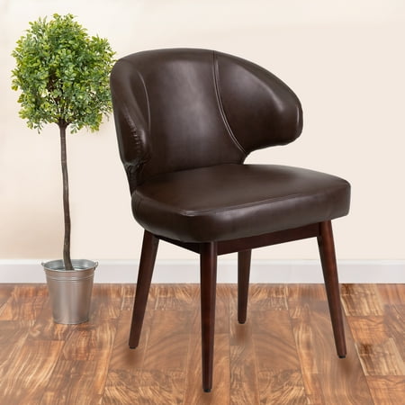 Flash Furniture - Comfort Back  Contemporary Leather/Faux Leather Side Chair - Upholstered - Brown LeatherSoft