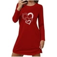 thumbnail image 2 of FDGIU Women's Soft Comfy Heart Graphic Nightgown - Long Sleeve Round Neck Loose Cute Pajama Dress for Daily House Wear S-2XL, 2 of 6