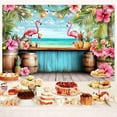thumbnail image 2 of Luau Summer Hawaiian Beach Backdrops Tropical Ocean Palm Trees Blue Sky Sea Flamingo Flowers Photo Backdrop Photography Background Banner Studio Photo Booth Props Wedding Birthday Party Decor, 2 of 6