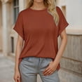 thumbnail image 2 of oqasdz Womens Sweater Spring Fall New Round Neck Solid Color Short Sleeve Thin Lightweight Sweater Top Casual Cozy Soft, 2 of 5