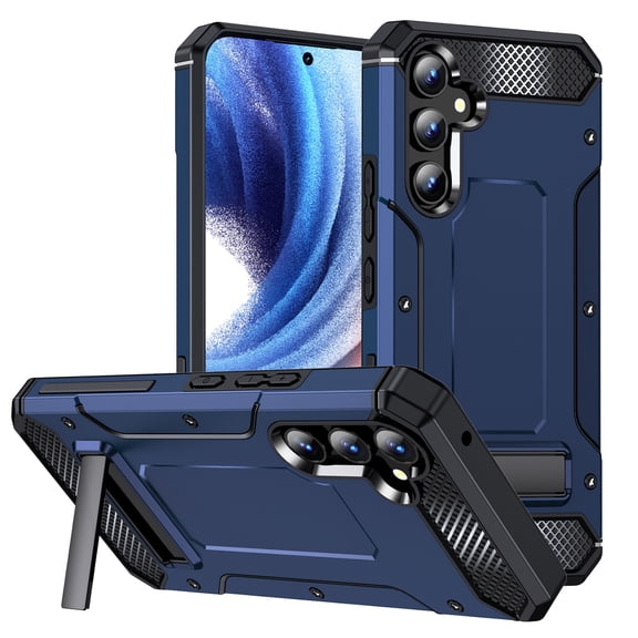 Samsung Galaxy A54 5G Case (6.4"/2023) with Tempered Glass Screen Protector & Kickstand, 3-Layer Military Grade Rugged Heavy Duty Cover Drop Proof Shockproof Case, Royalblue