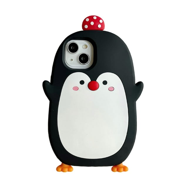 Funda de silicona YAKVOOK Kawaii Cartoon Penguin para iPhone 11