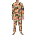 thumbnail image 3 of Fotbe Cute Cartoon Cat Pijama de Hombre con Estampado de Manga Larga, Conjunto de 2 Piezas, Ropa de Dormir Suave y Cómoda con Bolsillos-Medium, 3 of 7