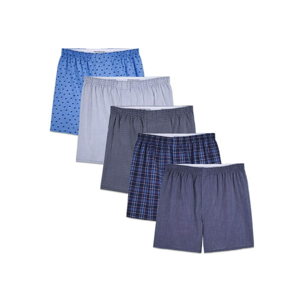 Fruit of the Loom Men's Woven Prints and Stripes Boxers, 5 Pack ...