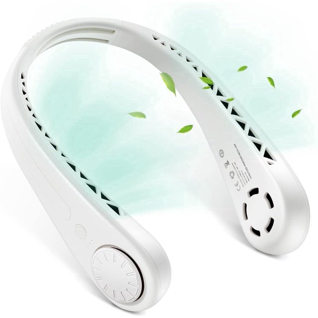 Ventilador de cuello colgante sin aspas de 3 velocidades (blanco), ventilador de cuello portátil recargable con manos libres, ventilador de banda para el cuello portátil estilo auricular