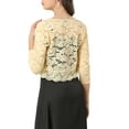 thumbnail image 3 of INSPIRE CHIC Valentine's Day Women's Shrugs Floral Lace Cardigan 3/4 Sleeves Sheer Cover Up Top S Beige, 3 of 7