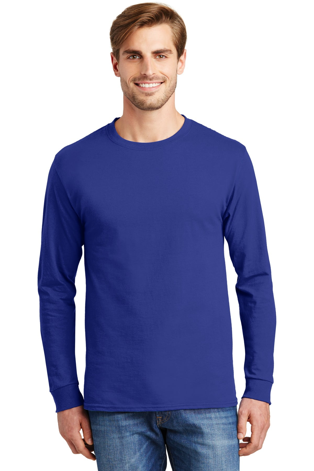 Hanes Men's and Big Men's Authentic Long Sleeve Tee, Up To Size 3XL ...