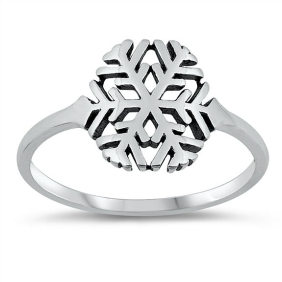 Sterling Silver Snowflake Design Ring Size 9