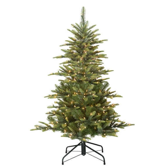 4 1/2 ft. Pre-lit Aspen Green Fir Artificial Christmas Tree in Green, 250 UL listed Clear Lights