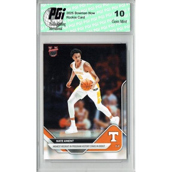 Nate Ament 2025 Bowman University Now #3 Shines in Debut Rookie Card PGI 10