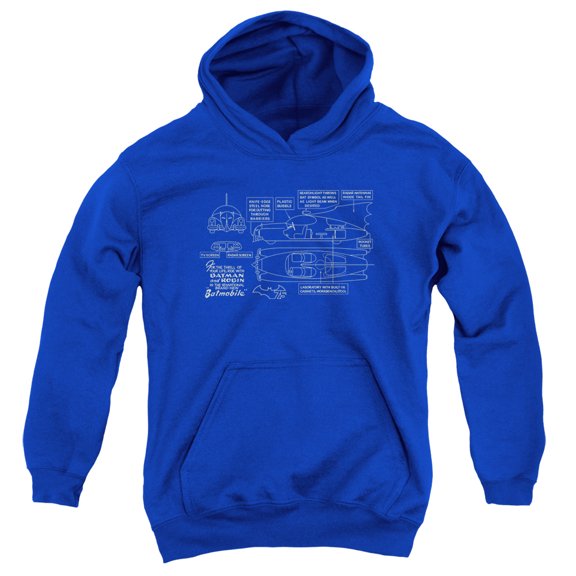 Batman - Batmobile - Youth Hooded Sweatshirt - X-Large