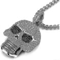 thumbnail image 1 of Collar grande de acero con colgante de calavera de azúcar para hombre y mujer, con circonita cúbica y cadena de espigas de 76 cm (hy) Lucky_B, 1 of 3