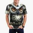 thumbnail image 2 of Balery Whimsical Owl On Branch Printed Men’s Short Sleeve Polo Shirt, Midweight Men's Shirt,Golf Polo shirts -Small, 2 of 8