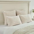 thumbnail image 6 of Set of 2 Cream White Single-Sided Faux Fur Decorative Throw Pillow Covers Fluffy Striped Pillowcase Cushion Covers 14 x 14 Inch Living Room Sofa Couch Bedroom Decor, 6 of 7