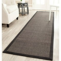SAFAVIEH Natural Fiber Forrester Border Sisal Runner Rug, Charcoal, 2'6" x 12'