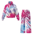 thumbnail image 5 of Uorisanigo Women Fall 2 Piece Outfits Sweatsuits Long Sleeve Sweatshirt Wide Leg Pants Mock Neck Tracksuit Rose Pink Tie Dye Lounge Sets Oversized Sportswear Plus Size Jogger Set for Teen Girls, 5 of 8