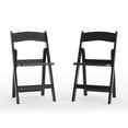 thumbnail image 2 of Flash Furniture 2 Pack Commercial Black Indoor/Outdoor Lightweight Wood Look Resin Folding Event Chair with Slatted Seat, 2 of 16