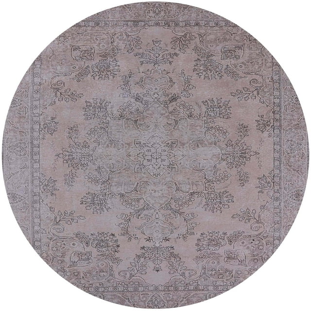 Ahgly Company Tapis Rond Industriel Moderne Lavable en Machine Rose Poussière Violet, 5 Pieds Rond